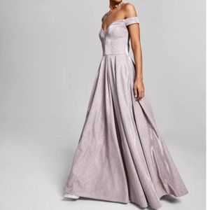 Juniors' Off-The-Shoulder Glitter Gown, Created for Macy's - BRAND NEW